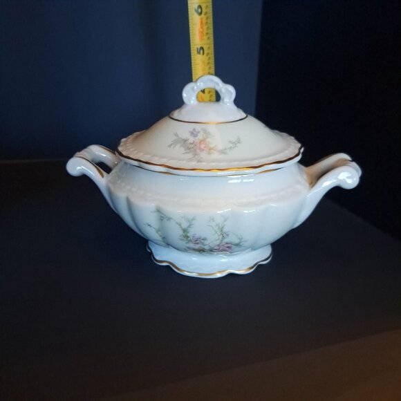 Arcadian Porcelain Fine China Old Rose Sugar Bowl Lidded Floral - Picture 12 of 15